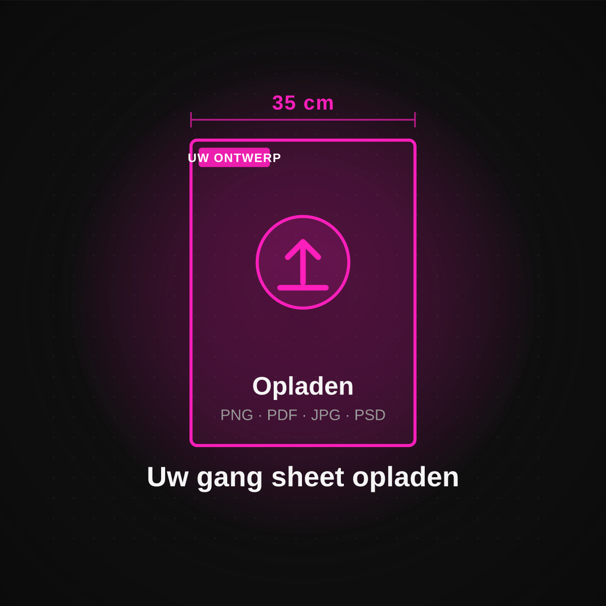 Eigen DTF gang sheet uploaden, 35 cm breed