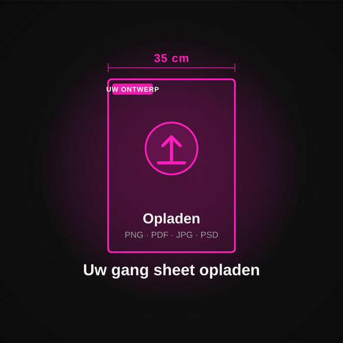 Eigen DTF gang sheet uploaden, 35 cm breed